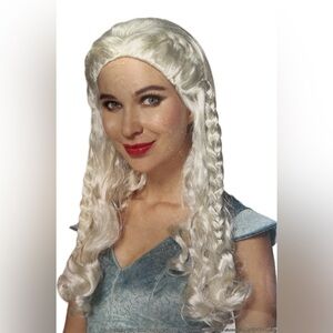 Halloween Mullet Costume Wig Adult 14+ Blond White Long W/Braids Hair
